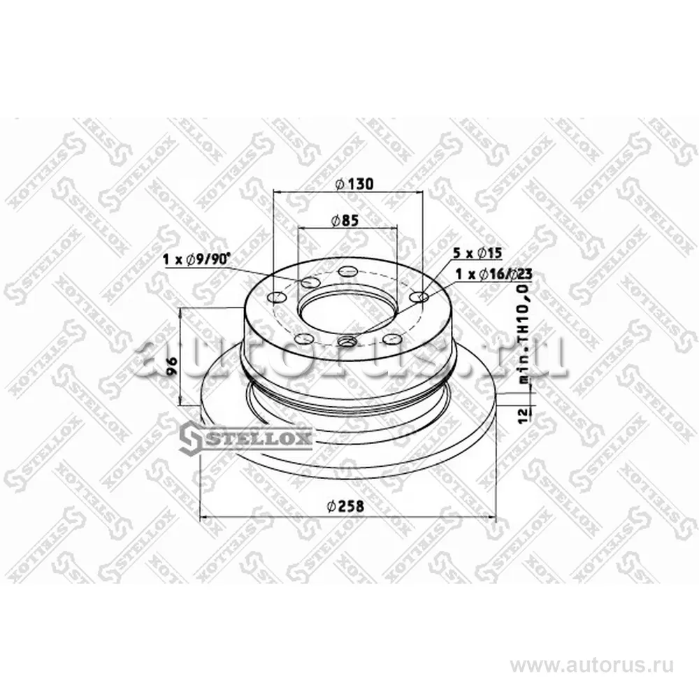 Диск тормозной задний 258X95.5X12 OMN MB 258X95.5X12 STELLOX 8500762_SX