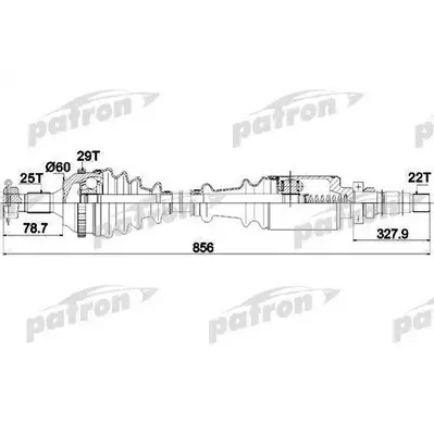 Полуось правая 25x866x58.5x22 CITROEN: XSARA 97-00, XSARA PATRON PDS0105