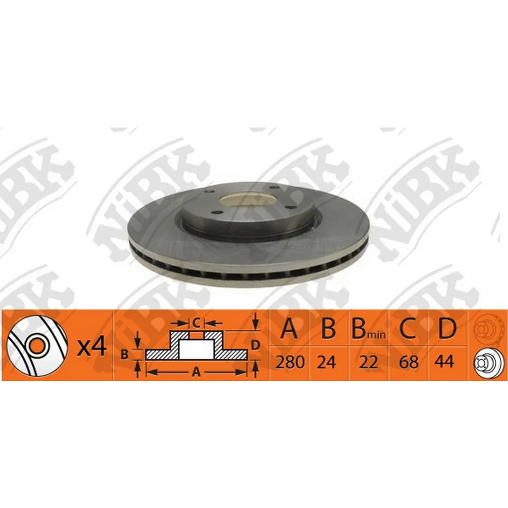 Диск тормозной передний NISSAN TIIDA/CUBE /VENT. NIBK RN1424