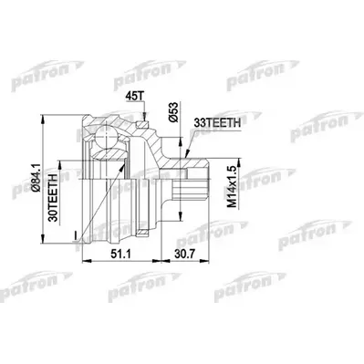 ШРУС наружн к-кт 33x53x30 ABS:45T AUDI: 80 86-91, 90 2. PATRON PCV1122