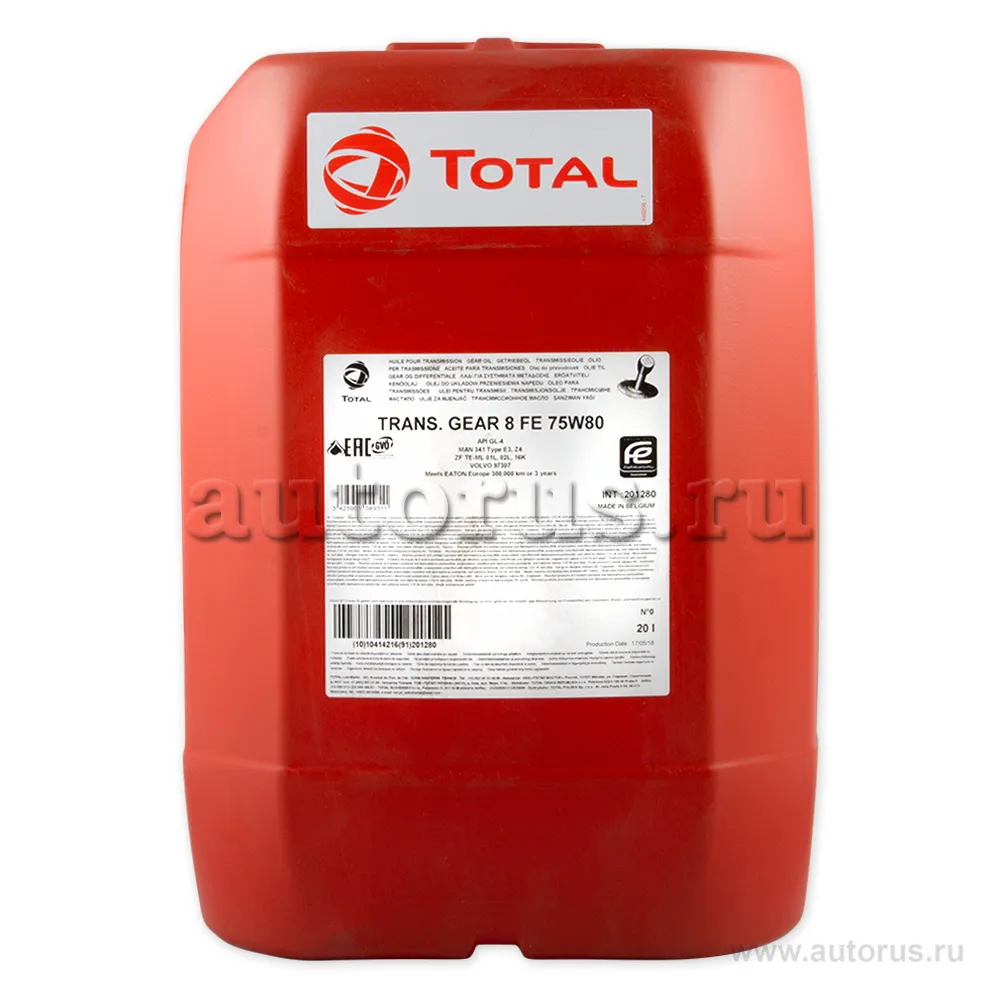 Масло трансмиссионное Total Traxium Gear 8 FE 75W80 20 л 201280
