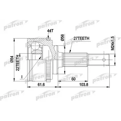 ШРУС наружн к-кт 27x56x22 ABS:44T NISSAN: PRIMERA 96 - PATRON PCV1348