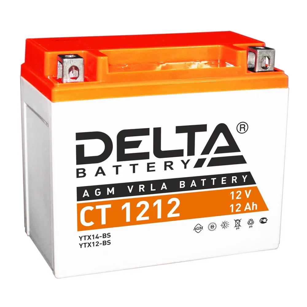Аккумулятор DELTA Battery AGM 12 А/ч прямой L+ 150x86x131 мото EN 180 А