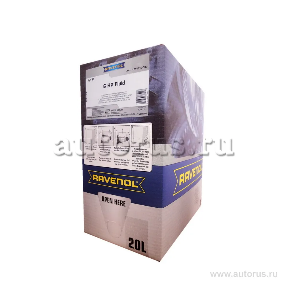 Трансмиссионное масло RAVENOL ATF 6 HP Fluid (20л) ecobox 1211112-B20 (4014835785427)