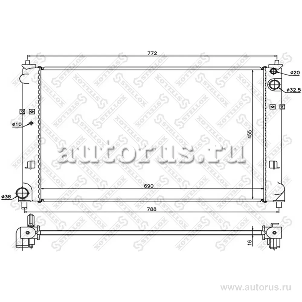 Радиатор системы охлаждения АКПП Mazda MPV 3.0i 24V 03-05 STELLOX 10-25855-SX