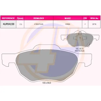 КОЛОДКИ ПЕР HON ACCORD VIII 2.0/2.2VTEC/2.4CDTI 03- (с датчиками) 4U 4UP04159