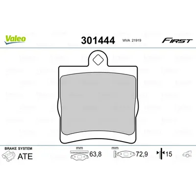 Колодки тормозные задние VALEO 301 444