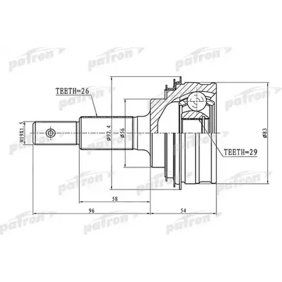 ШРУС наружный 26x56x29 TOYOTA COROLLA AE100/EE100/CE100 PATRON PCV1440