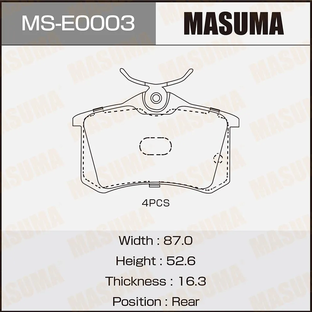 Колодки тормозные дисковые MASUMA MSE0003