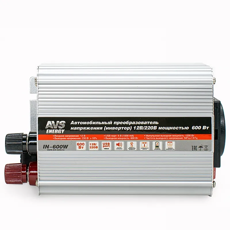 Автомобильный инвертор 12/220V AVS IN-600W (уценённый товар), , Max Вт AVS U43112
