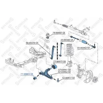 Сайлентблок перед.рычага перед. Chevrolet Cruze 1.6 83Kw/Cruze 1.8 STELLOX 77-00983-SX