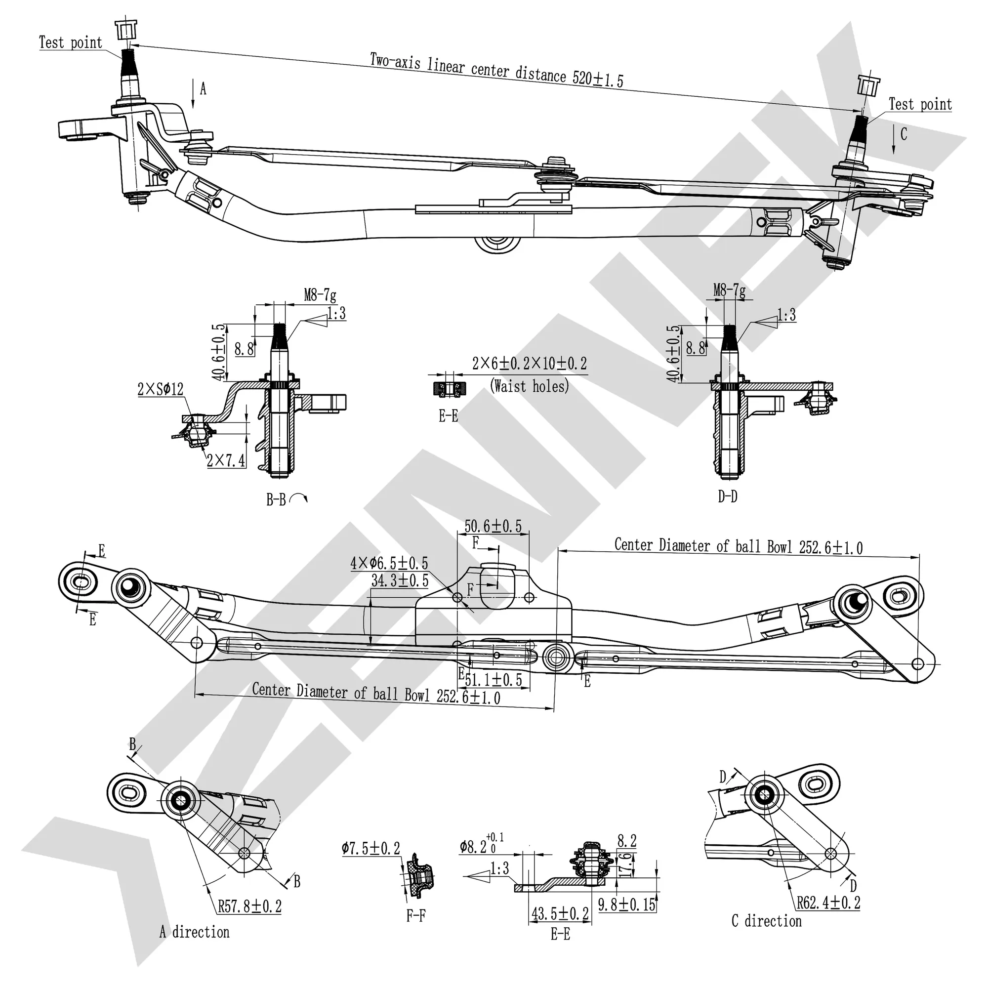 Трапеция стеклоочистителя SKODA FABIA 2007-2015, ROOMSTER 2006-2015 ZENNEK DWL0003