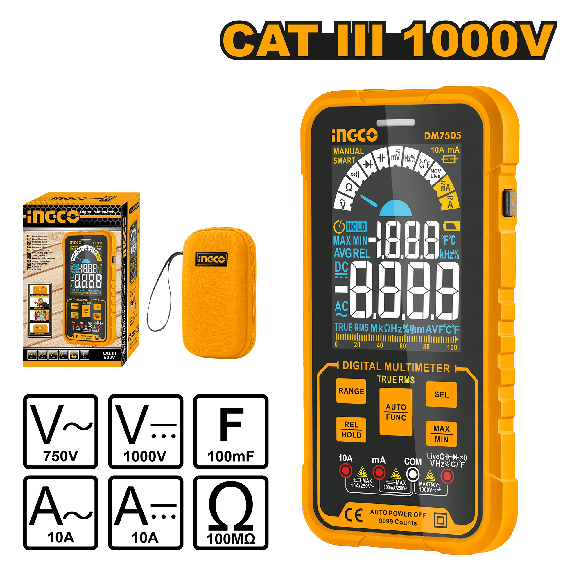 Мультиметр цифровой INDUSTRIAL INGCO DM7505