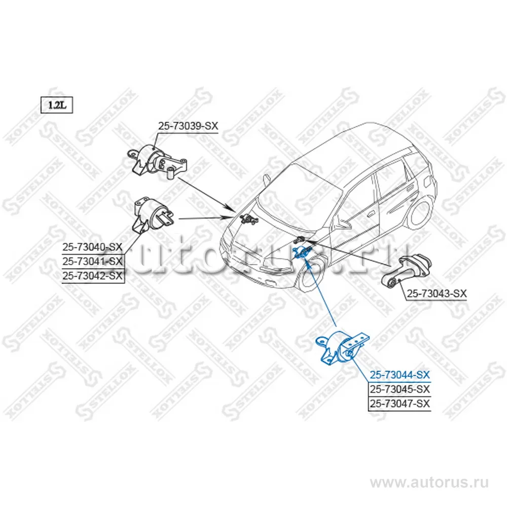 Опора двиг.лев.мкпп daewoo kalos 1.2 sohc/1.4 dohc 02> STELLOX 2573044_SX