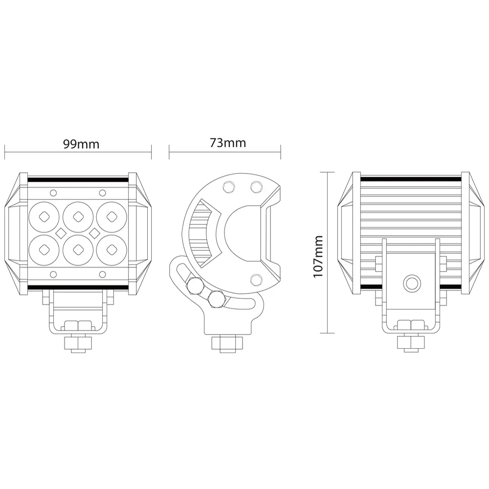 Дополнительные светодиодные фары 6SMD, 18W, 1500LM, 9-32V, 6000K WHITE, 99x73x107