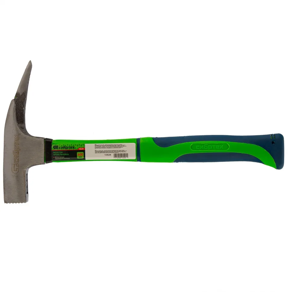 Молоток кровельщика, 600 г, фибергласовая обрезиненная рукоятка СИБРТЕХ 10628