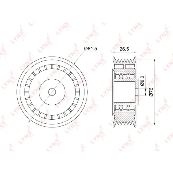 Ролик натяжного механизма приводной LYNXauto PB-5363