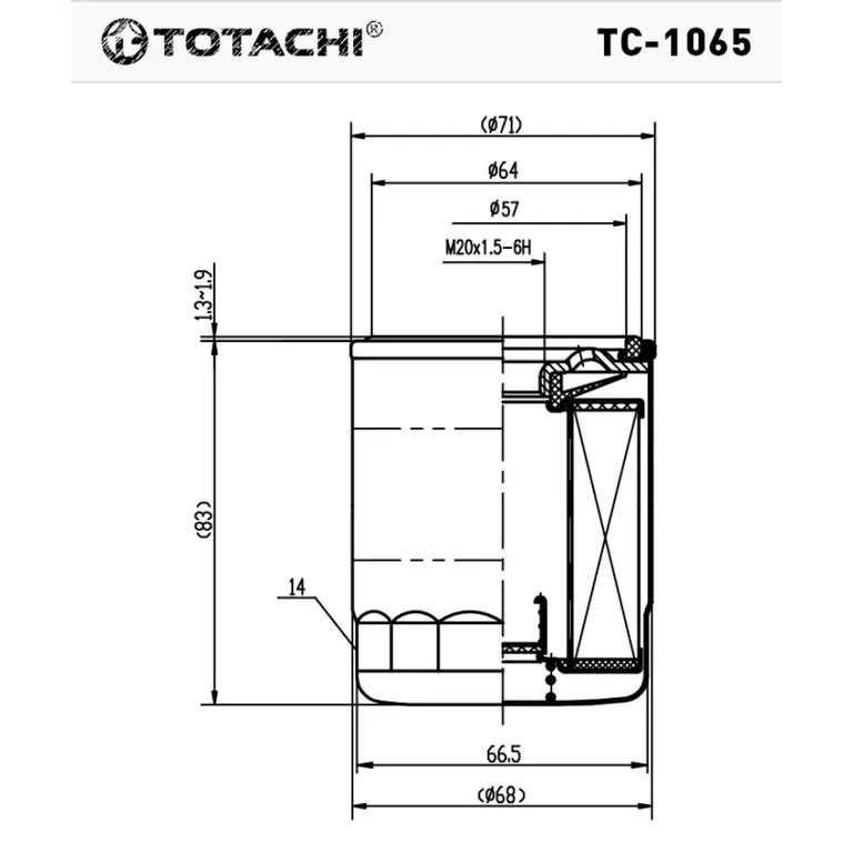 Фильтр масляный TOTACHI TC-1065 C-415 8-93156-750-0 TOTACHI TC-1065