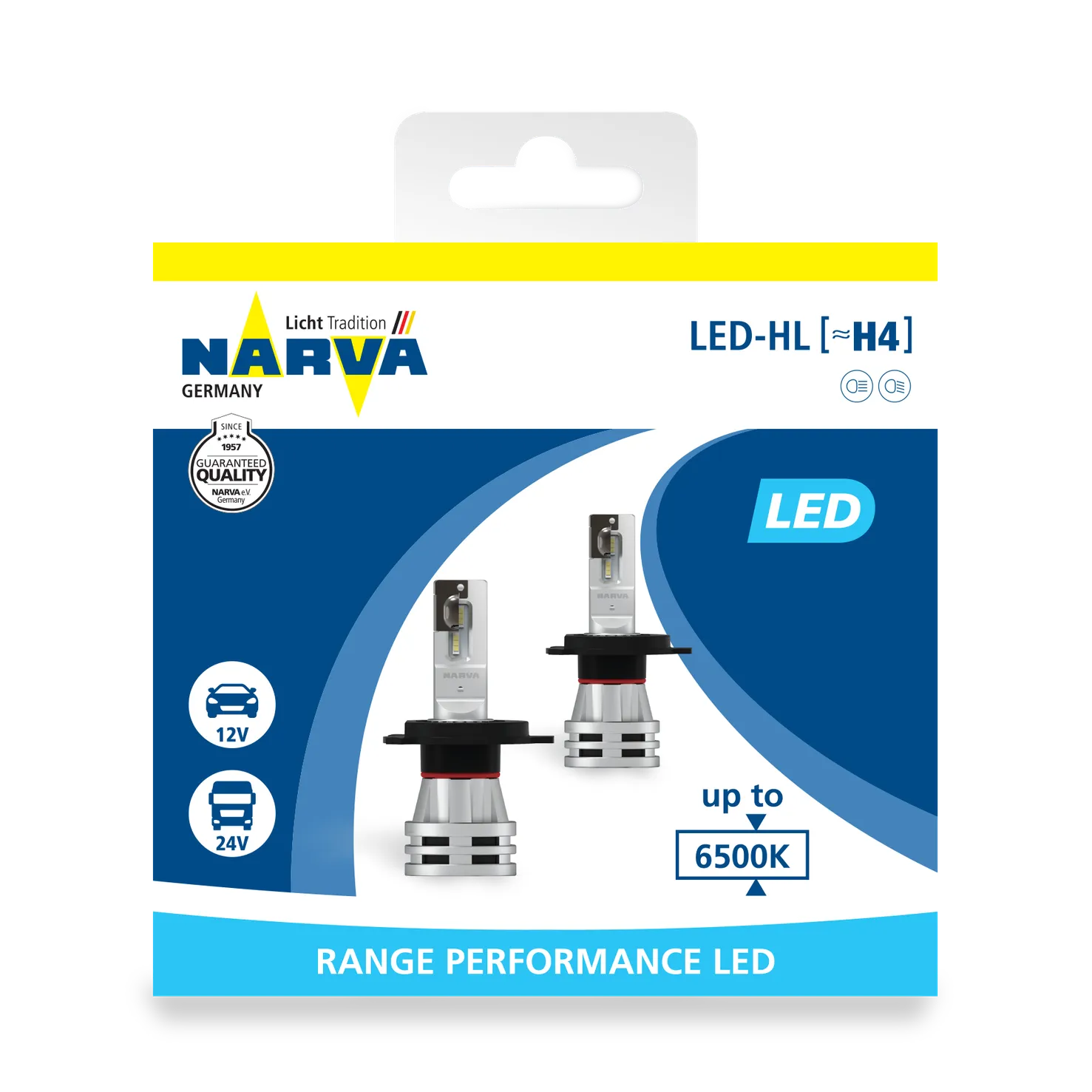 Лампа светодиодная 12/24V H4 24W 6500K NARVA Range Performance LED 2 шт. картон 180323000