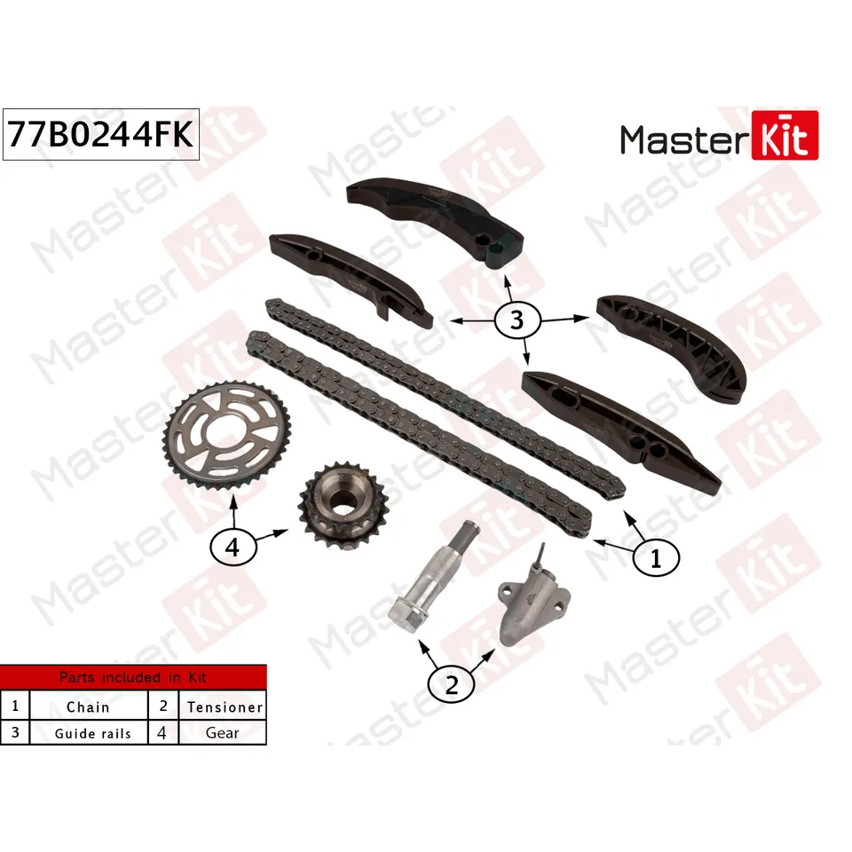 Комплект цепи ГРМ BMW F20/F22/F30/G20/F10/G30/F48/F39/F25/G01/F26/F15 2.0 B47D/B47C20A 14- MASTERKIT 77B0244FK