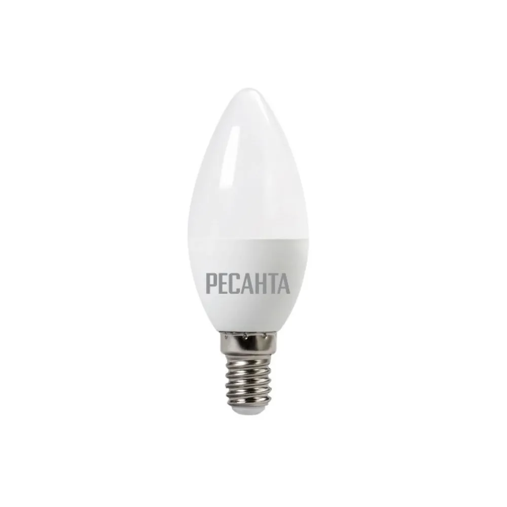 Лампа светодиодная 230V бытовая 5W E14 4000K Ресанта LL-R-C37 1 шт. картон 76/1/2