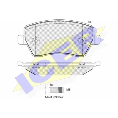 Колодки передние RENAULT Logan/NISSAN Note/LADA Largus / Vesta ICER 181534-700
