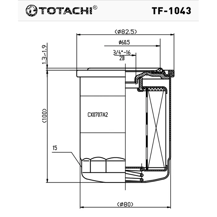 Фильтр топливный TOTACHI TF-1043 FC-607 23401-1330 TOTACHI TF-1043