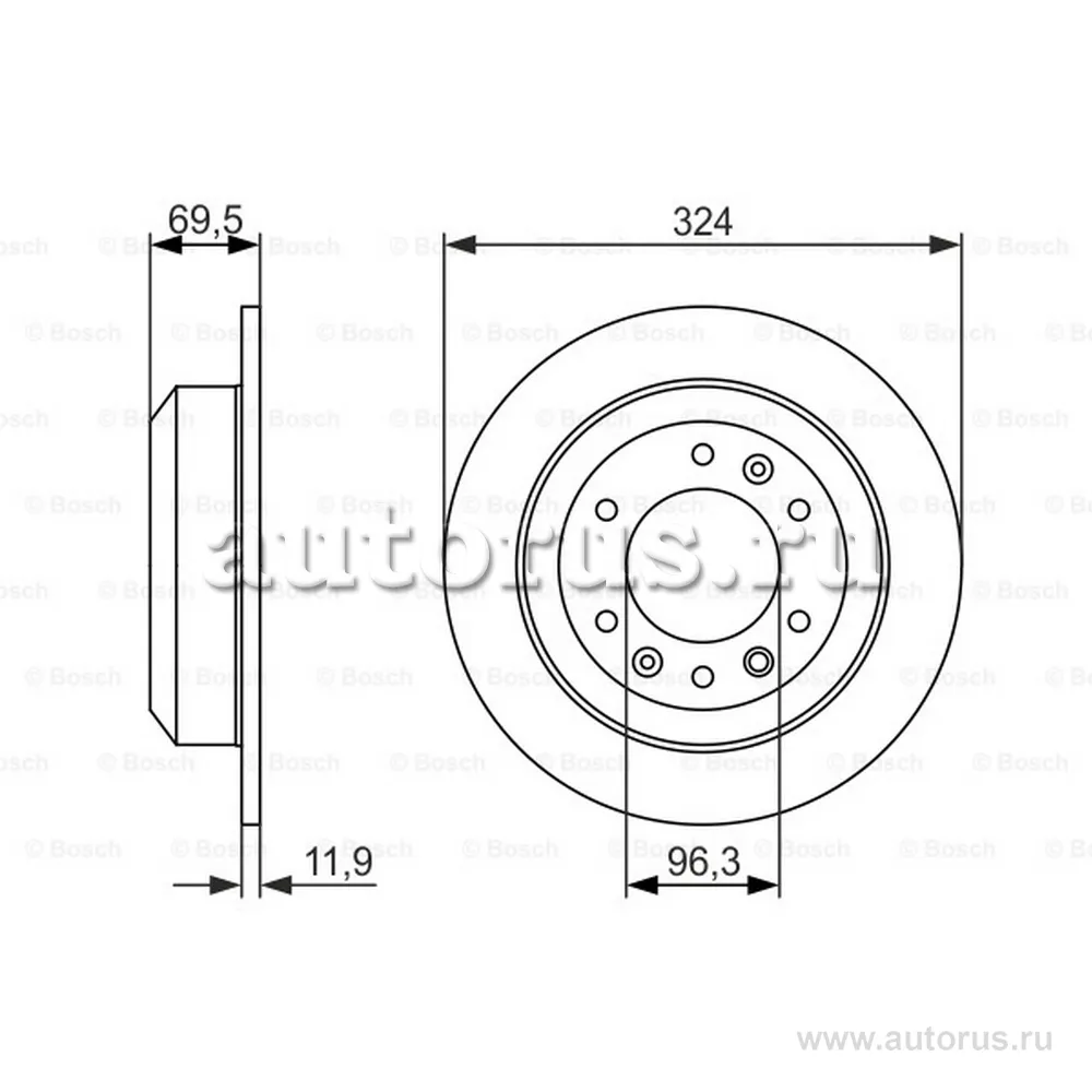 Диск тормозной KIA CARNIVAL III 05- BOSCH 0986479598