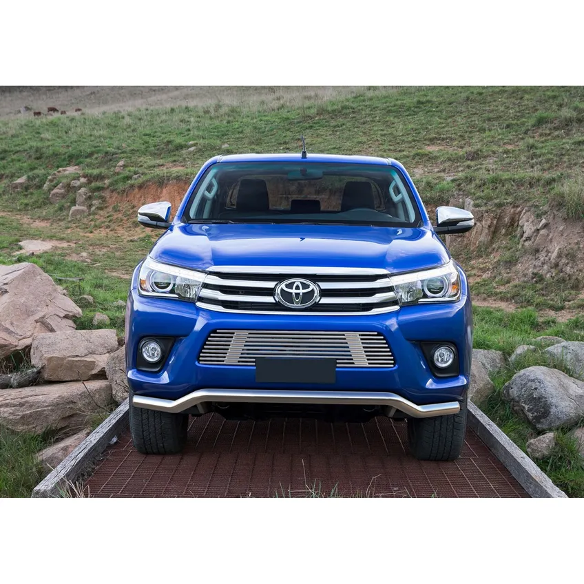 Решетка бампера d10 Rival Toyota Hilux VIII (кроме Exclusive) 2015-н.в., нерж. сталь, G.5701.001
