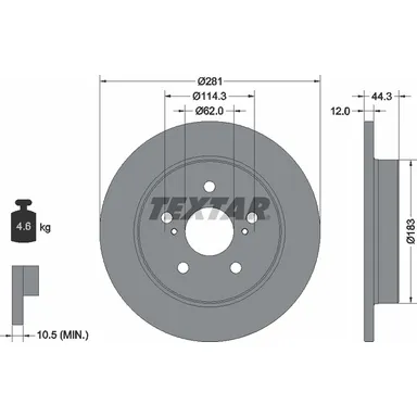 Диск тормозной с покрытием PRO 281X12 TEXTAR 92301403