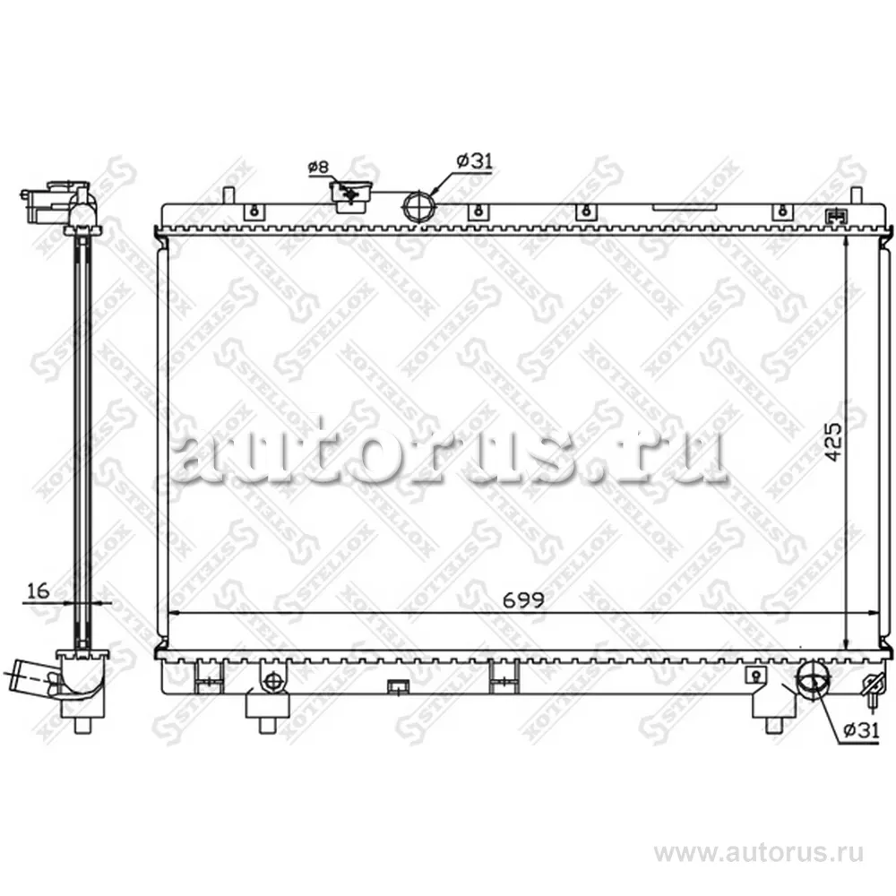 Радиатор системы охлаждения МКПП Toyota Picnic 2.0i 16V 96-01 STELLOX 10-26384-SX