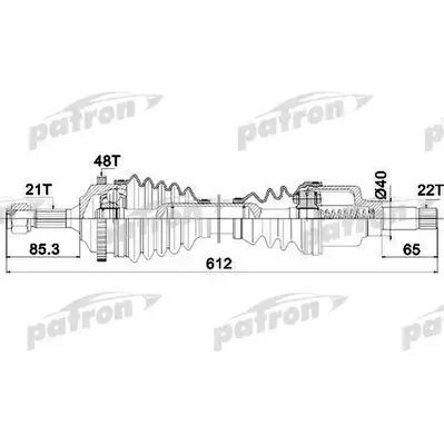 Полуось лев PEUGEOT: 206 SW 1.1/1.4 02-, 206 Наклонная зад PATRON PDS1381