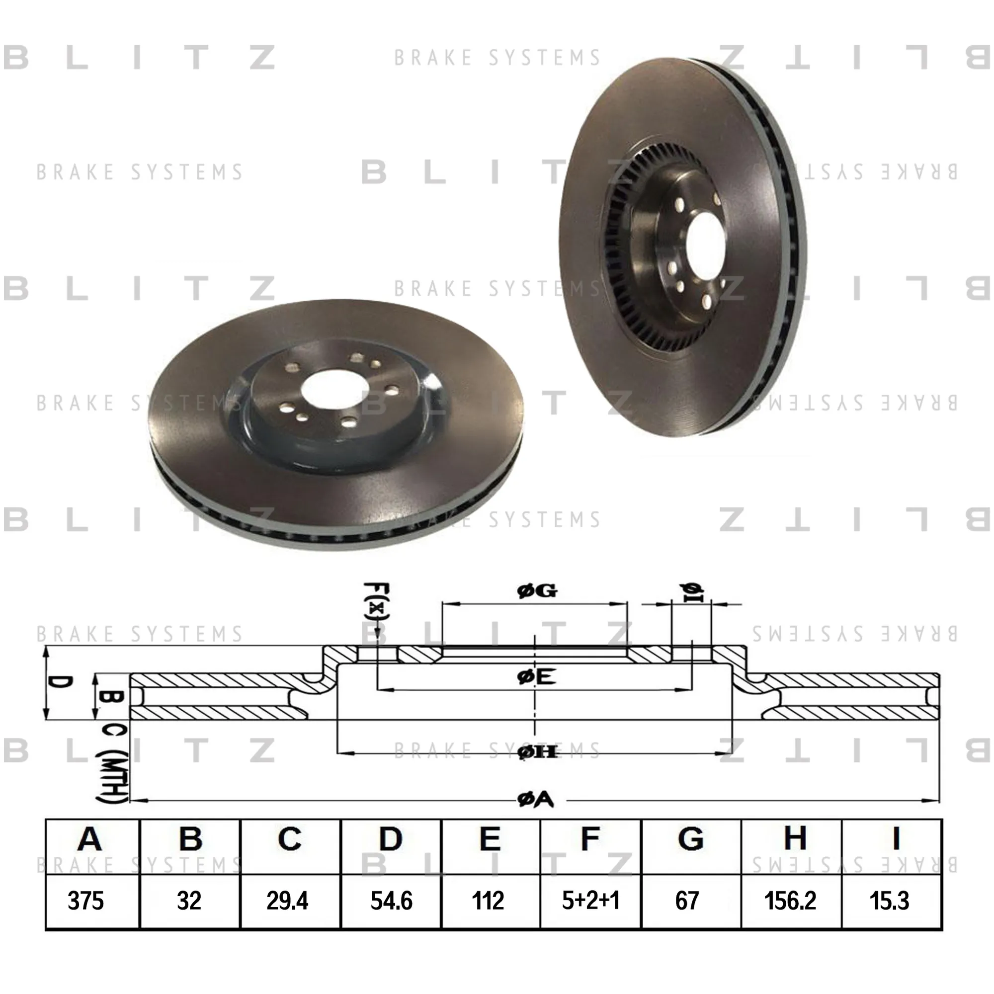 Диск тормозной передний вентилируемый MERCEDES X164 06-> BLITZ BS0354
