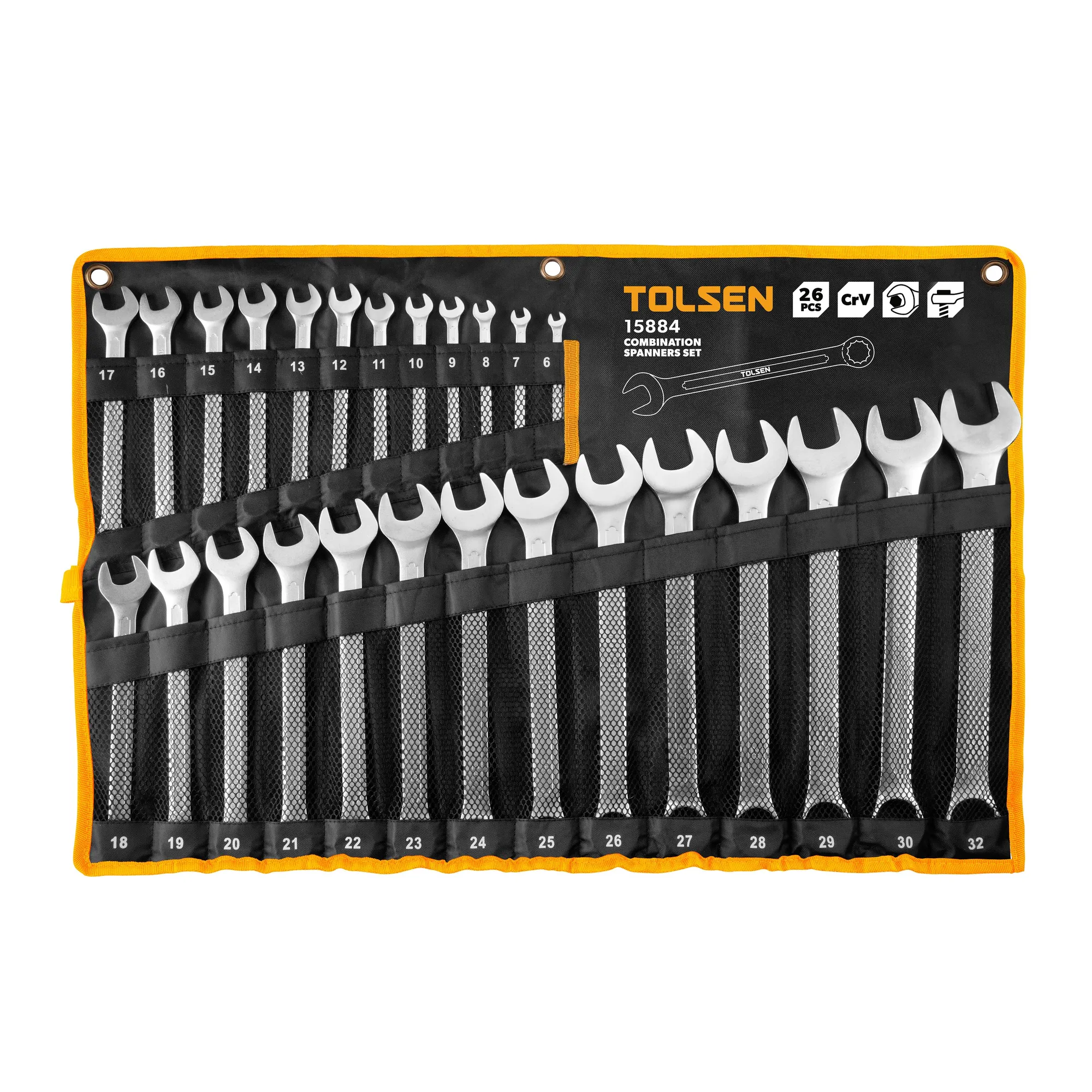 TOLSEN Набор комбинированных ключей, 6-32 мм, 26 предметов TOLSEN TT15884