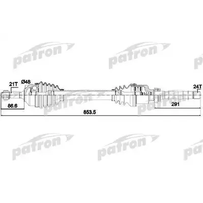 Полуось правая 21x854x48x24 CITROEN: C2 03-, C3 02-, C3 PL PATRON PDS0130