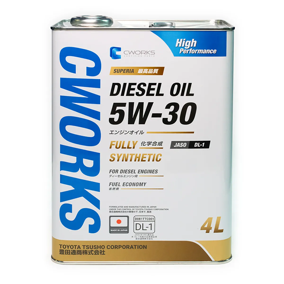 Масло моторное CWORKS SUPERIA DIESEL OIL 5W-30 синтетическое 4 л A12SR1004