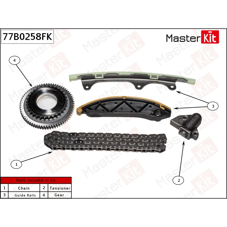 Комплект цепи ГРМ MITSUBISHI PAJERO SPORT III 15- 2.4D 4N15 MASTERKIT 77B0258FK