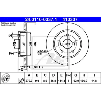 Диск тормозной задний TOYOTA ATE 24-0110-0337-1