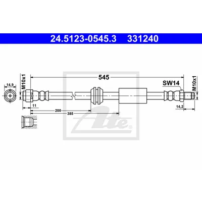 Шланг тормозной передний L=R MB GL-Class(X164)/ML-Class(W164) ATE 24.5123-0545.3