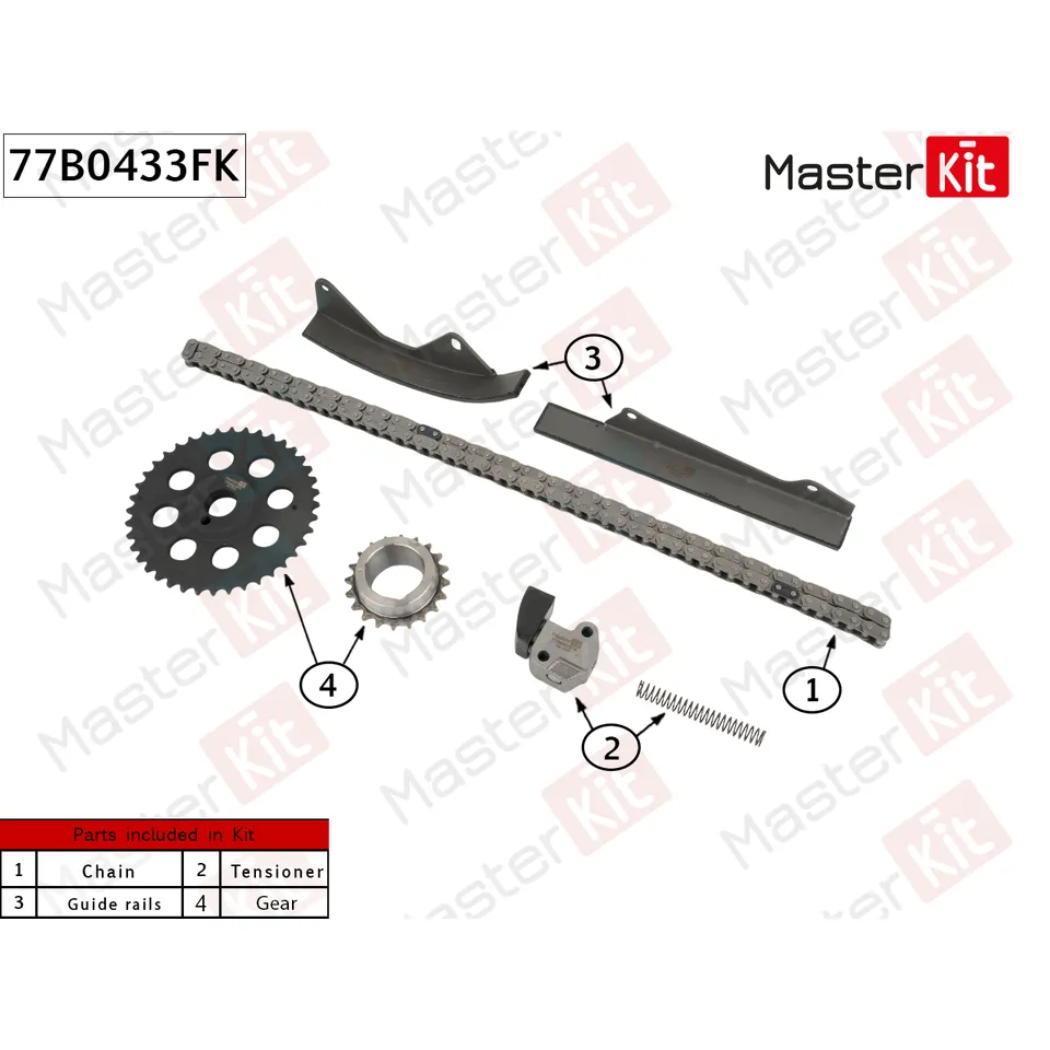 Комплект цепи ГРМ NISSAN Z24i MASTERKIT 77B0433FK