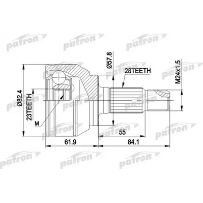 ШРУС наружн к-кт 28x57.8x23 ROVER: 75 99-, 75 Tourer 01 PATRON PCV1431