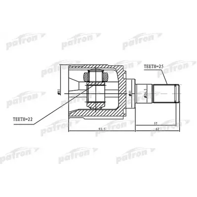 ШРУС внутренний 25x41x22 KIA RIO 05- PATRON PCV1168
