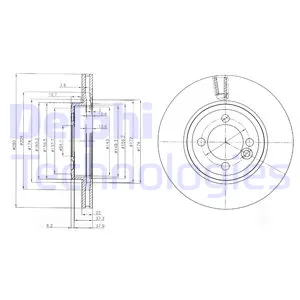 Диск тормозной передний MINI MINI R55/R56/R57/R58/R59 2006-> DELPHI BG4146