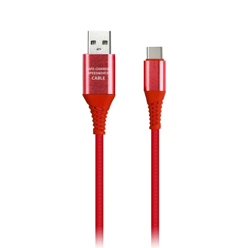 Дата-кабель TYPE C кабель в рез.оплет. GEAR, 1м.мет.након., <2а, красн. SMARTBUY IK-3112ERG RED