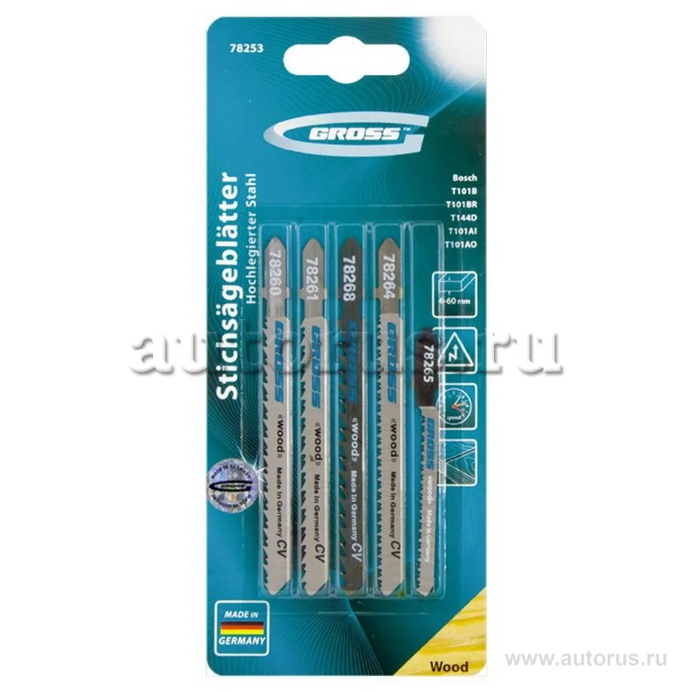 Набор полотен для электролобзика по дереву, 5шт. GROSS 78253