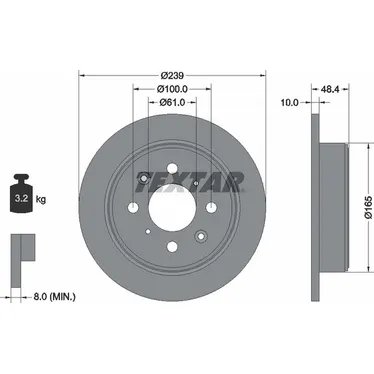 Диск тормозной задний стандартный HONDA/LOTUS/MG/ROVER TEXTAR 92060800