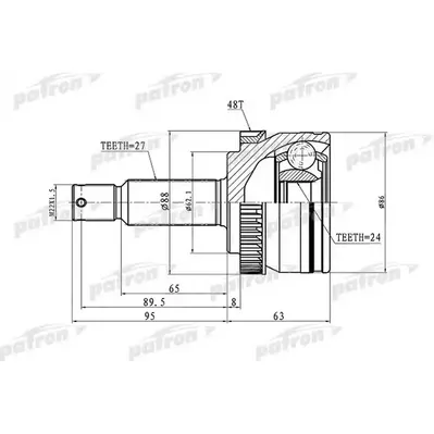 ШРУС наружный с кольцом ABS 27x62.1x24 ABS:48T KIA SPOR PATRON PCV3036