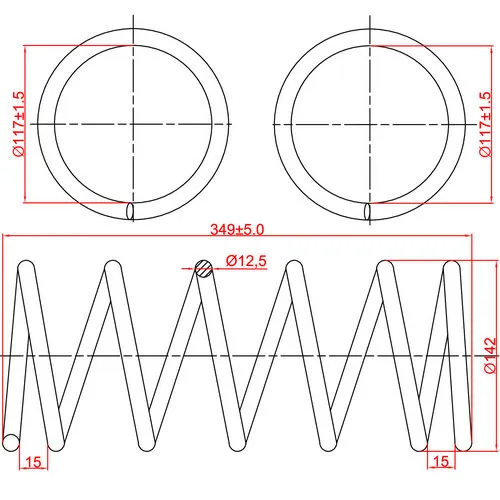 Пружина подвески передней Hyundai Accent, Elantra, L349-D142-t12,5 ZIKMAR Z48108R