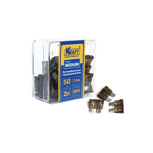 Набор предохранителей 7,5А (MEDIUM 50шт) пласт.кор KRAFT KT870002
