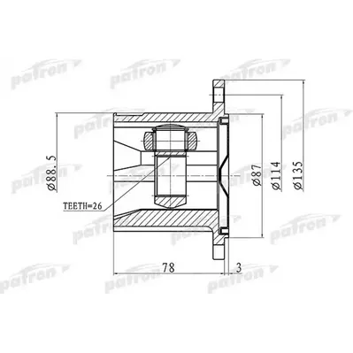 ШРУС внутренний правый 26x87 NISSAN X-TRAIL T30 00-06 PATRON PCV1423